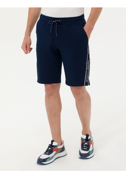 Erkek Lacivert Slim Fit Örme Şort 50264571-VR033