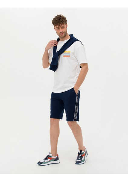Erkek Lacivert Slim Fit Örme Şort 50264571-VR033