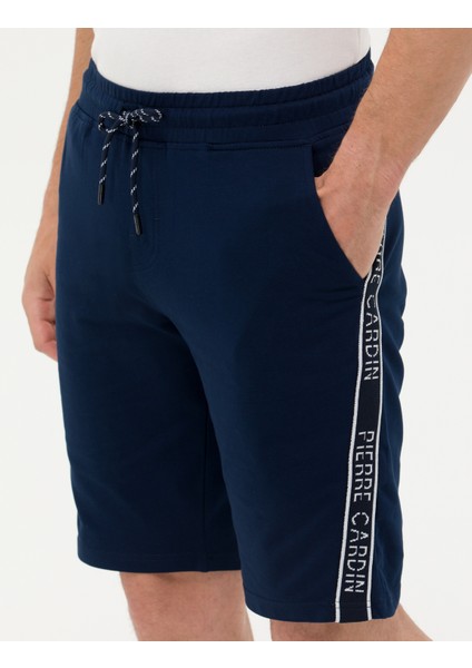 Erkek Lacivert Slim Fit Örme Şort 50264571-VR033