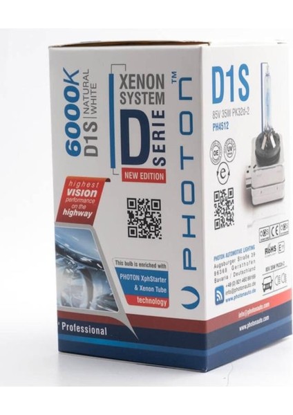 D1S 6000K +%50 Fazla Işık Serisi D1S Xenon Far Ampulü PH4512
