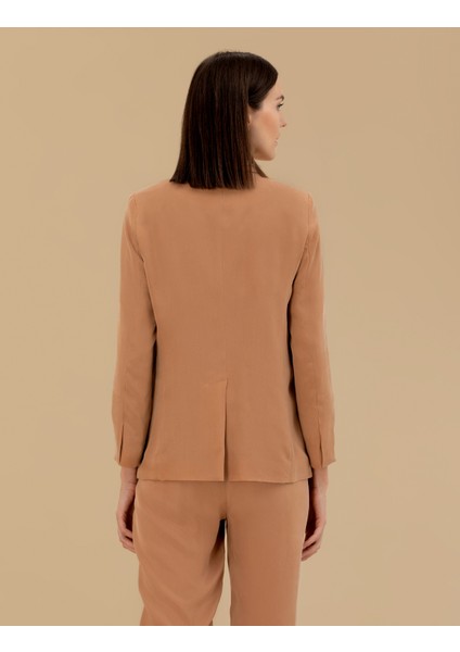 Kadın Kahverengi Kupro Regular Fit Ceket 50262598-VR233