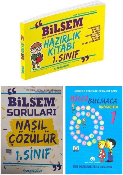 1.sınıf Bilsem Hazırlık Kitabı + Bilsem Soruları Nasıl Çözülür Kitabı + Tüm Dersler Bulmaca Kitabı