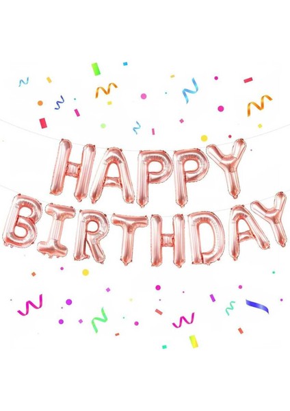 Rosegold Kalp Detaylı Happy Birthday Set Tasarım Doğum Günü Süsü Özel Günler Parti Kutlama Seti fiyatları