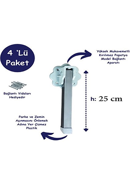 Metal Katlanır Yer Sofrası Ayağı 25 cm - 4'lü Takım fiyatları