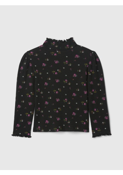 Kız Bebek Siyah Fitilli Balıkçı Yaka T-Shirt modelleri