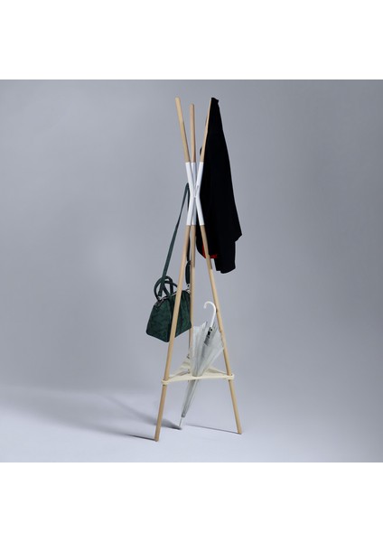 Ayaklı Demonte Ahşap Elbise Askısı Ahşap Tasarım Portmanto Askılık ve Ofis Için Portmanto