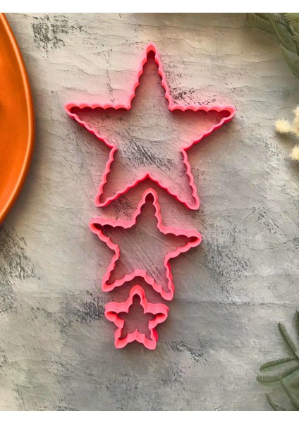 3'lü Tırtıklı Yıldız Hamur Şekillendirici , Kurabiye Kalıbı, Seramik, Polimer Kil - Karışık Renk modelleri