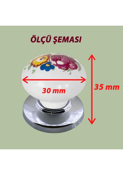 8 Adet Menekşe Kulp Beyaz Polimer Düğme Kulp Krom Tablalı Mobilya Mutfak Dolabı Çekmece Kulbu