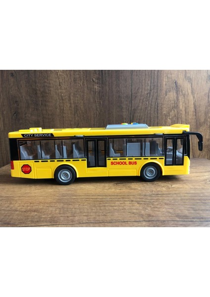 Sürtmeli Sarı Okul Otobüsü Oyuncak Okul Otobüsü Sarı School Bus Kapıları Açılır Işıklı Sesli