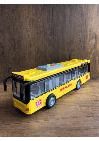Sürtmeli Sarı Okul Otobüsü Oyuncak Okul Otobüsü Sarı School Bus Kapıları Açılır Işıklı Sesli