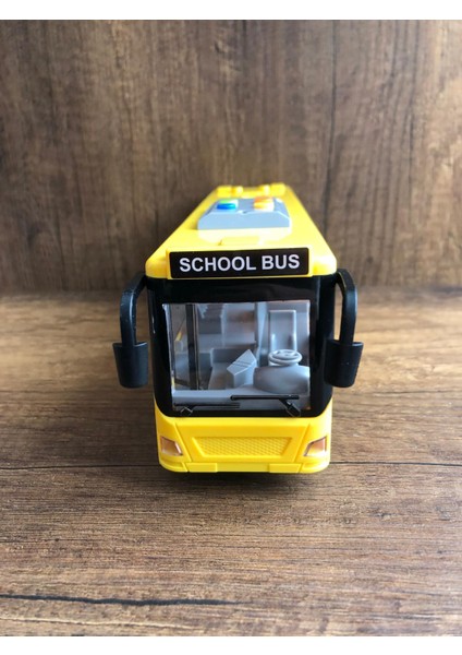 Sürtmeli Sarı Okul Otobüsü Oyuncak Okul Otobüsü Sarı School Bus Kapıları Açılır Işıklı Sesli