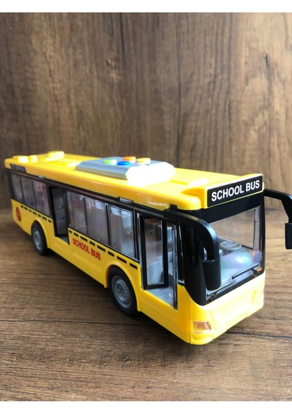 Sürtmeli Sarı Okul Otobüsü Oyuncak Okul Otobüsü Sarı School Bus Kapıları Açılır Işıklı Sesli