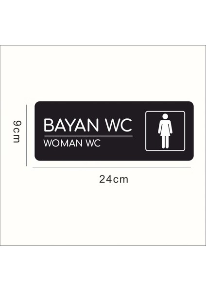 Alüminyum Ofis Departman Kapı İsimliği Yönlendirme Levhas Bayan Wc 24 x 9 cm fiyatları