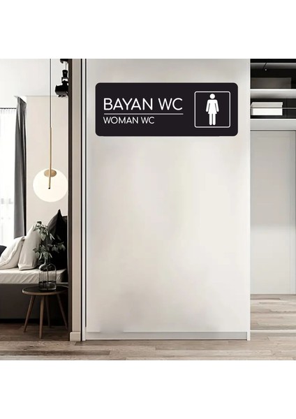 Alüminyum Ofis Departman Kapı İsimliği Yönlendirme Levhas Bayan Wc 24 x 9 cm modelleri