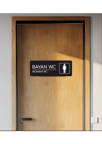Alüminyum Ofis Departman Kapı İsimliği Yönlendirme Levhas Bayan Wc 24 x 9 cm indirimleri