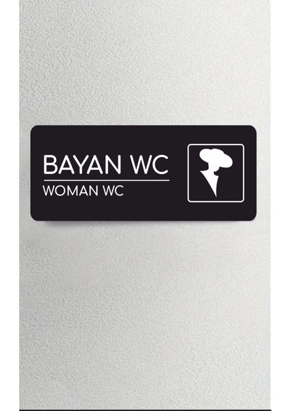 Alüminyum Ofis Departman Kapı İsimliği Yönlendirme Levhas Bayan Wc Mdl2 24 x 9 cm