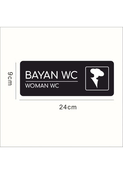 Alüminyum Ofis Departman Kapı İsimliği Yönlendirme Levhas Bayan Wc Mdl2 24 x 9 cm