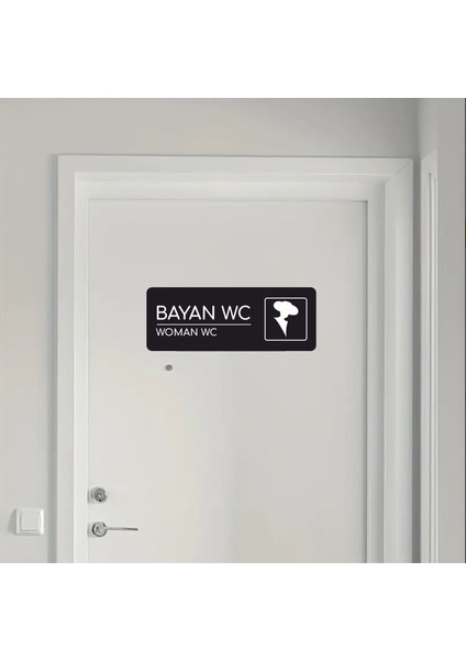 Alüminyum Ofis Departman Kapı İsimliği Yönlendirme Levhas Bayan Wc Mdl2 24 x 9 cm
