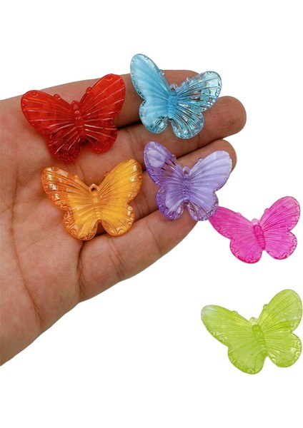 Renkli Kelebek Büyük ve Orta Boy Boncuk Takı Yapımı Bead (25 Adet)