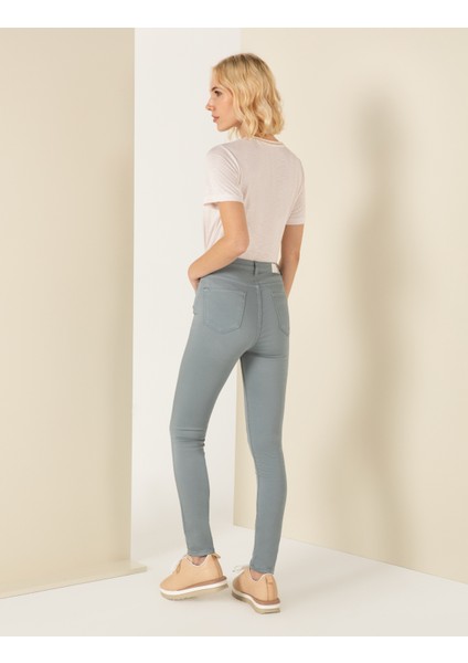 Kadın Mint Skinny Fit Kanvas Pantolon 50254391-VR152 fırsatları