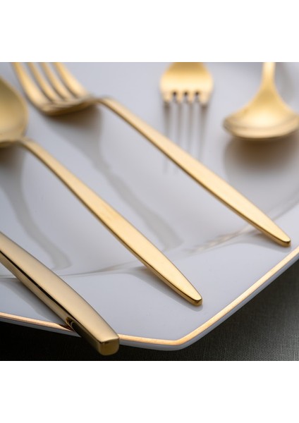 Alisa 30 Parça 6 Kişilik Parlak Gold Kutulu Çatal Kaşık Bıçak Takımı