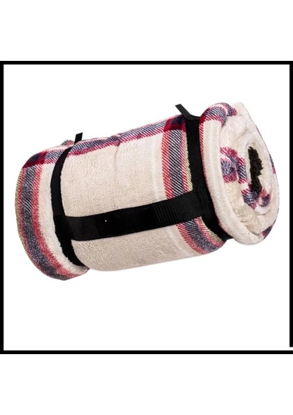 Uyguna-Yakala Acil Durum Battaniye Peluş Polar Mavi Ekose Kamp BATTANIYESI-MLZ.303