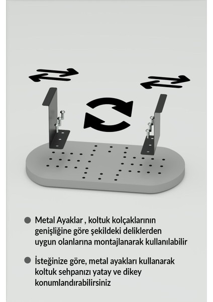 Zeds Creations Yan Sehpa Ayarlanabilir Tepsi Oval Dekoratif Modern Yatay Dikey Koltuk Sehpası Bendir