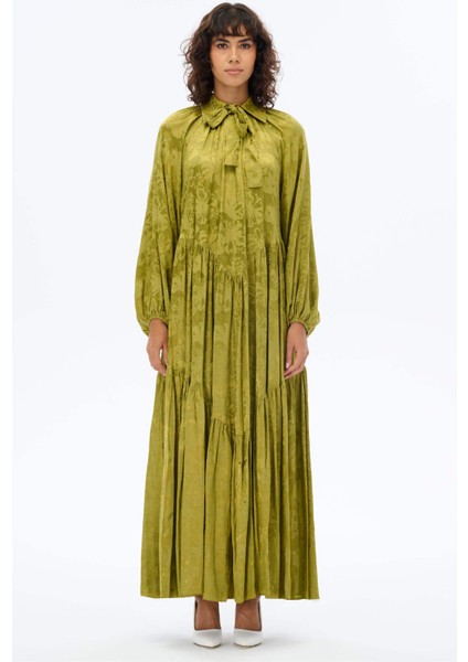 Bebe Yaka Oversize Elbise Yeşil