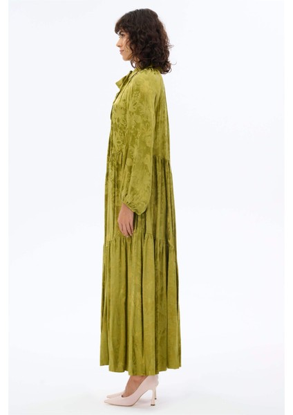 Bebe Yaka Oversize Elbise Yeşil
