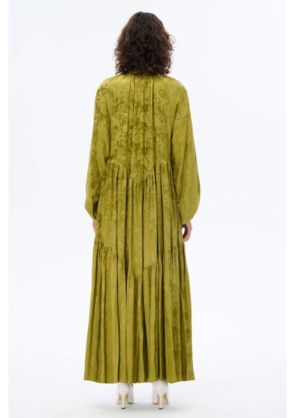 Bebe Yaka Oversize Elbise Yeşil