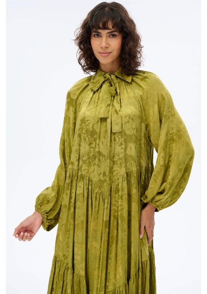 Bebe Yaka Oversize Elbise Yeşil