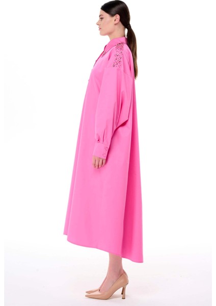 Taş Işlemeli Poplin Elbise Pembe fiyatları