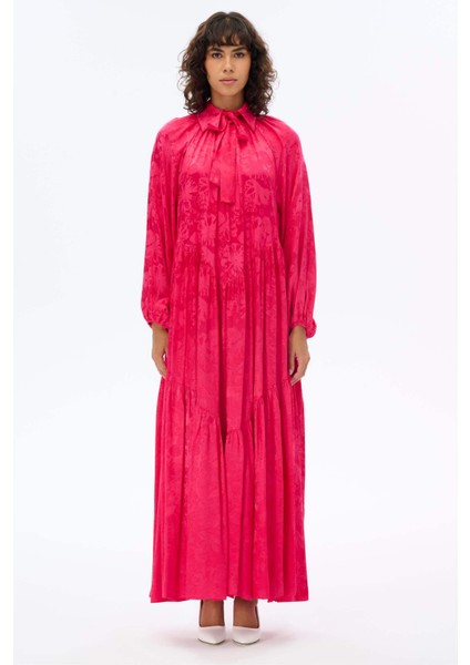 Bebe Yaka Oversize Elbise Fuşya
