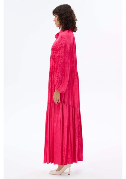 Bebe Yaka Oversize Elbise Fuşya