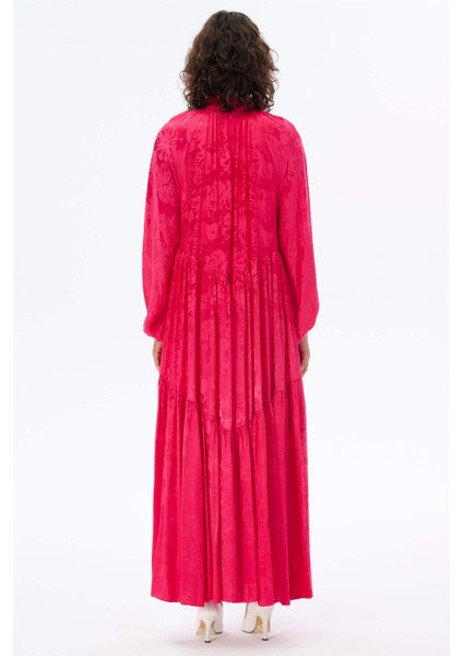 Bebe Yaka Oversize Elbise Fuşya