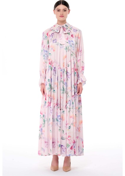 Bebe Yaka Oversize Elbise Pudra