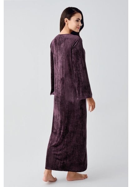 Uzun Kollu Esnek Kadife Viskoz Elbise 21117 modelleri