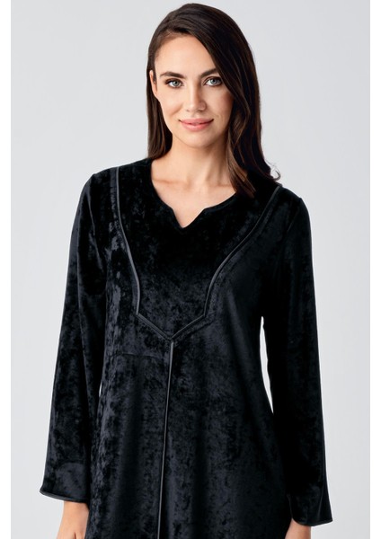 Uzun Kollu Esnek Kadife Viskoz Elbise 21117 fiyatları