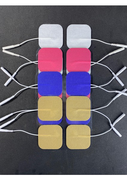 Renkli Tens Elektrod Pedi Extra Güçlendirilmiş Yapışkanlı Kumaş Renkli - 5 x 5 cm - 4 Paket - 16 Adet