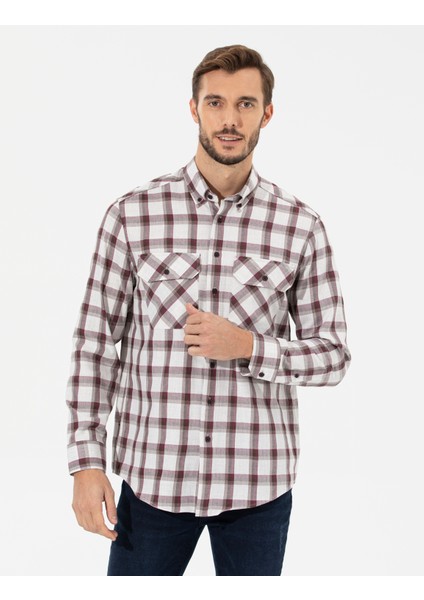 Erkek Bordo Comfort Fit Uzun Kollu Gömlek 50261755-VR014 modelleri