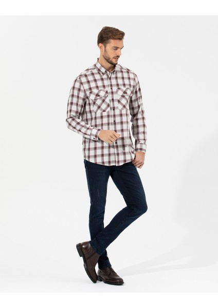 Erkek Bordo Comfort Fit Uzun Kollu Gömlek 50261755-VR014 fırsatları