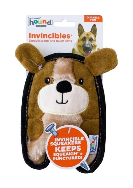 Invincibles Puppy Brown Düdüklü Dayanıklı Köpek Oyuncağı Xs