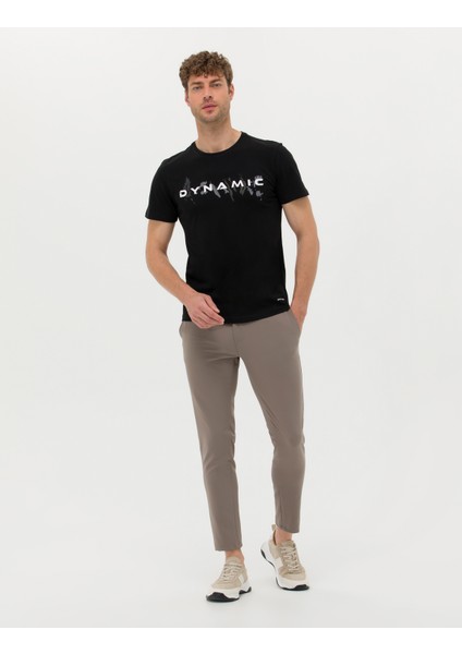 Erkek Siyah Slim Fit Bisiklet Yaka Tişört 50273390-VR046 fırsatları