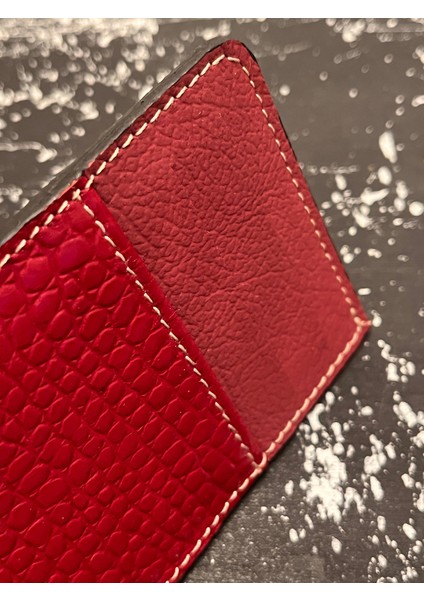 - W Model Bordo Kroko & Mat Bordo Deri Kartlık Cüzdan Kartlık