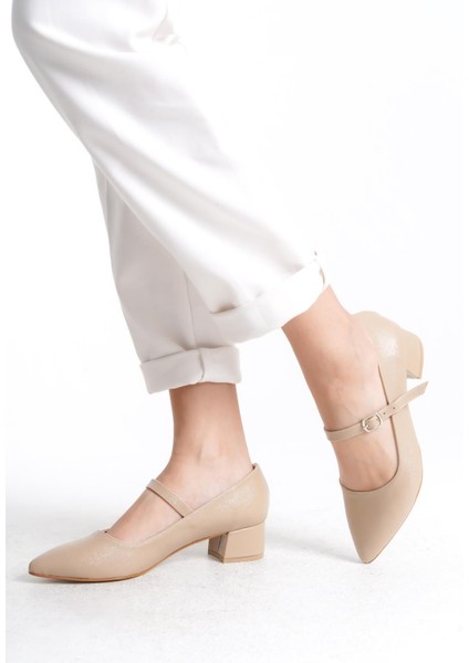 Büyük Numara Bayan Kalın Topuklu Ortadan Baretli Klasik Günlük Ayakkabı fiyatları