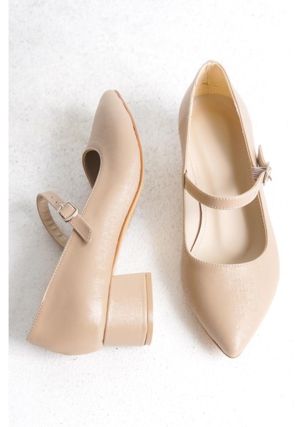 Büyük Numara Bayan Kalın Topuklu Ortadan Baretli Klasik Günlük Ayakkabı indirimleri