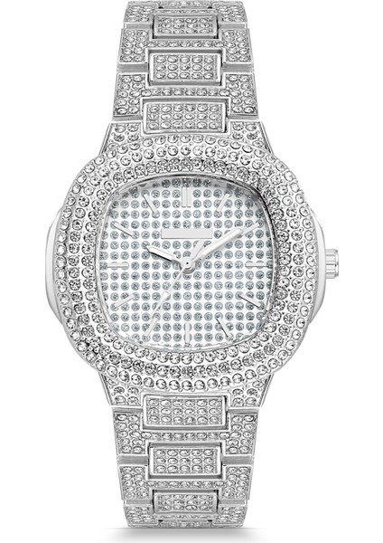 Kadın Gümüş Kaplama Zirkon Taşlı Kol Saati PS2205