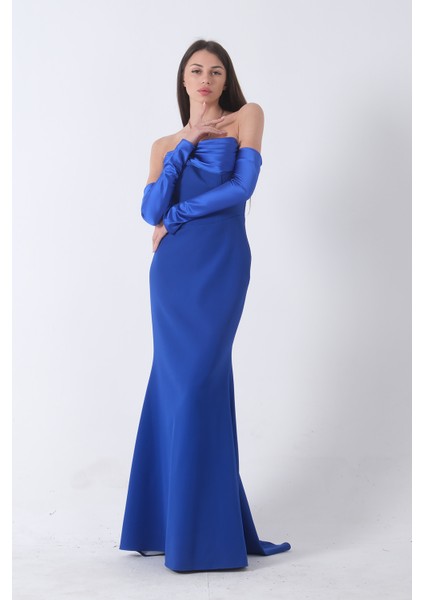Saks Drapeli Düğme Detaylı Uzun Abiye 9705361.26 modelleri