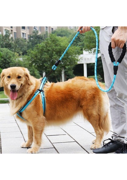 Reflektörlü Fosforlu Köpek Gezdirme Halatı Tasma Kayışı Metal Kancalı 130 cm (4738)
