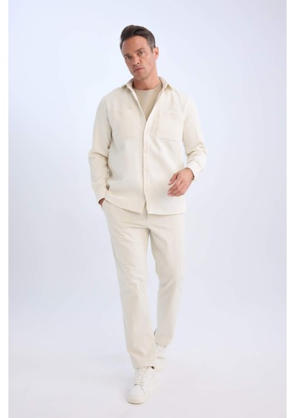Relax Fit Polo Yaka Flanel Uzun Kollu Gömlek D1061AX24WN fiyatları